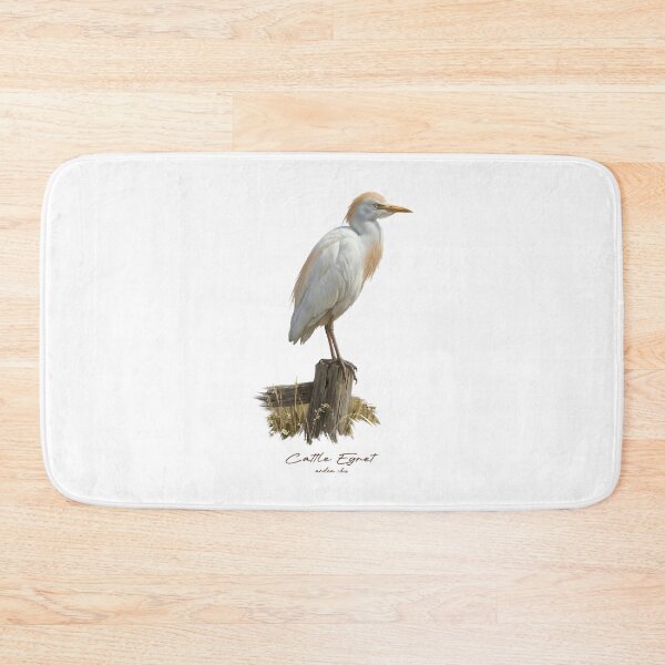 Item preview, Cattle Egret on Rustic Wooden Fence Bird Illustration designed and sold by Takeda-art.
