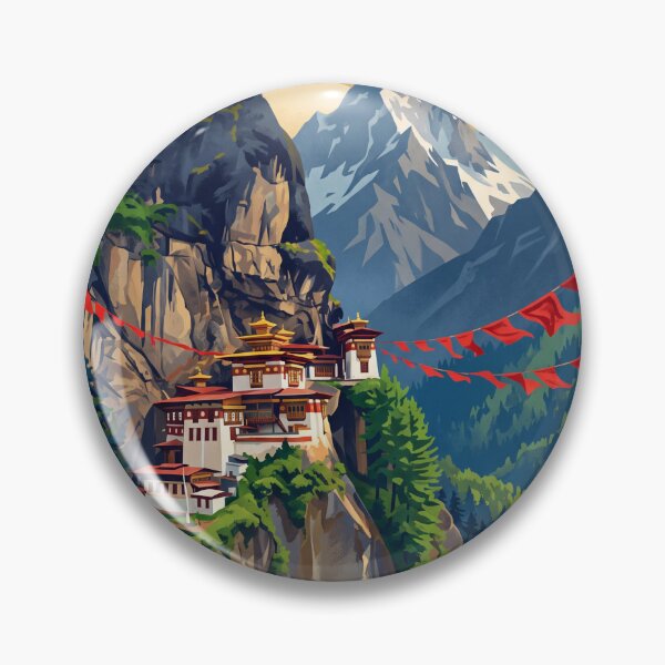 Item preview, Bhutan Himalayas Vintage Travel – Tigers Nest Paro Valley Dzong Prayer Flags designed and sold by Bomax121.