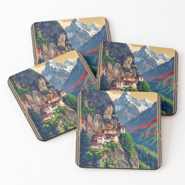 Item preview, Bhutan Himalayas Vintage Travel – Tigers Nest Paro Valley Dzong Prayer Flags designed and sold by Bomax121.