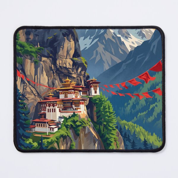 Item preview, Bhutan Himalayas Vintage Travel – Tigers Nest Paro Valley Dzong Prayer Flags designed and sold by Bomax121.
