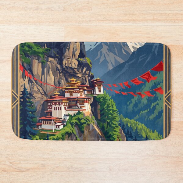 Item preview, Bhutan Himalayas Vintage Travel – Tigers Nest Paro Valley Dzong Prayer Flags designed and sold by Bomax121.