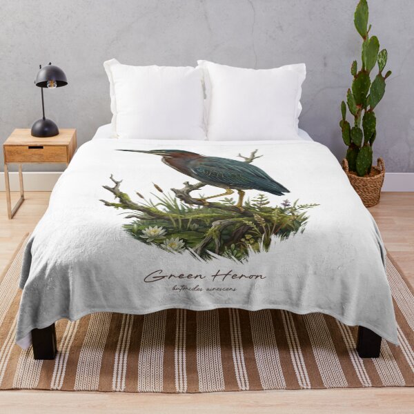 Item preview, Green Heron on Mossy Branch in Swamp Bird Illustration designed and sold by Takeda-art.