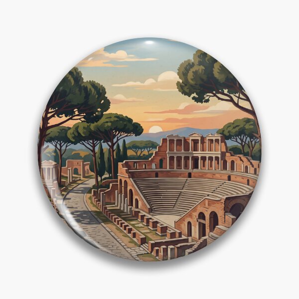 Item preview, Ostia Antica Italy Vintage Travel – Roman Port Theatre Mosaics Umbrella Pines designed and sold by Bomax121.