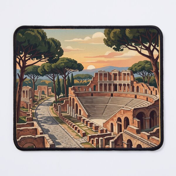 Item preview, Ostia Antica Italy Vintage Travel – Roman Port Theatre Mosaics Umbrella Pines designed and sold by Bomax121.