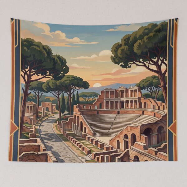 Item preview, Ostia Antica Italia Viajes Vintage – Puerto Romano Teatro Mosaicos Paraguas Pinos designed and sold by Bomax121.