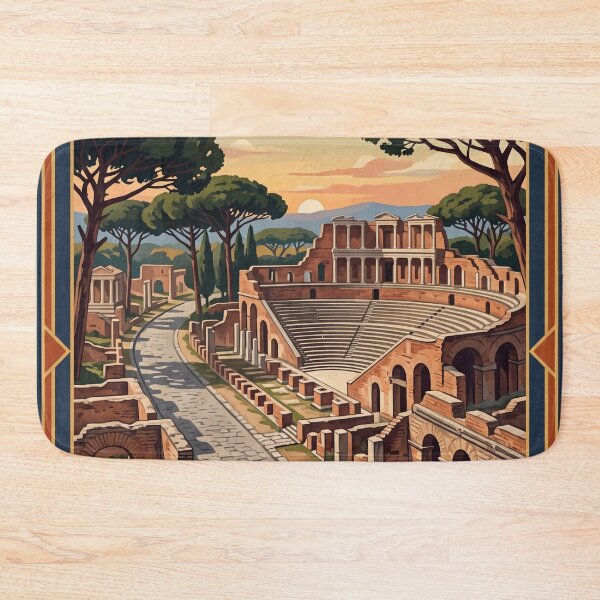 Item preview, Ostia Antica Italy Vintage Travel – Roman Port Theatre Mosaics Umbrella Pines designed and sold by Bomax121.