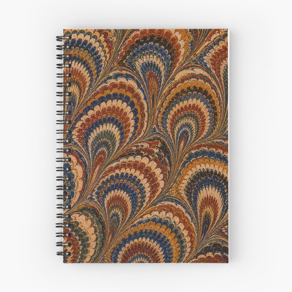 Item preview, Antique Endpaper Prints Peacock Feathers Scalloped Marbled Fans designed and sold by PinUpPizzazz.