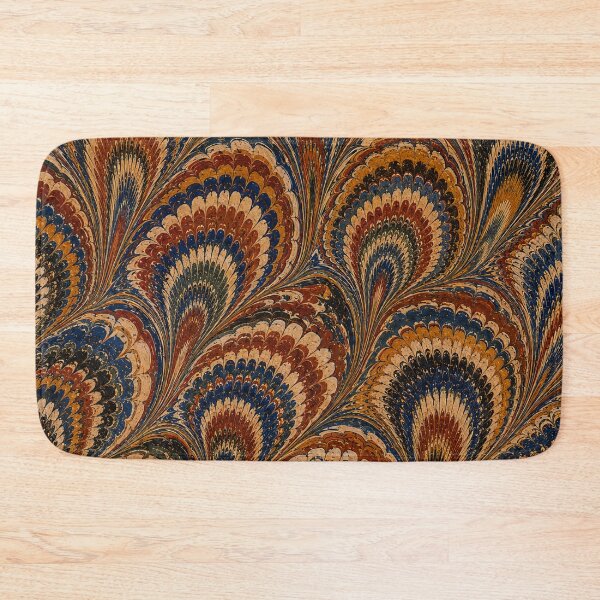 Item preview, Antique Endpaper Prints Peacock Feathers Scalloped Marbled Fans designed and sold by PinUpPizzazz.