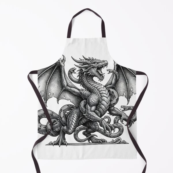 Item preview, Dragon and Serpents Heraldic Crest - Classic Engraving Art designed and sold by DragonSerpent Ink.