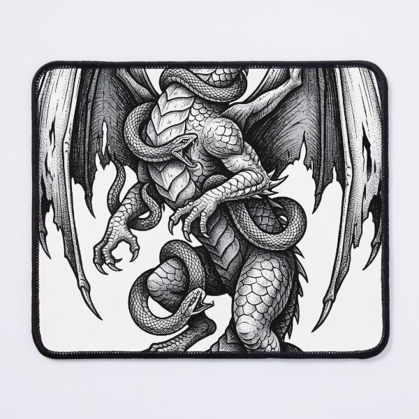 Item preview, Dragon Entwined with Serpents - Vertical Stippling Ink Art designed and sold by DragonSerpent Ink.