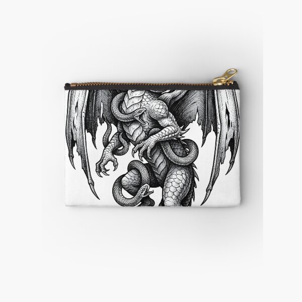 Item preview, Dragon Entwined with Serpents - Vertical Stippling Ink Art designed and sold by DragonSerpent Ink.