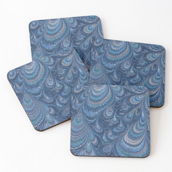 Item preview, Antique Endpaper Prints Peacock Feathers Scalloped Marbled Fans designed and sold by PinUpPizzazz.