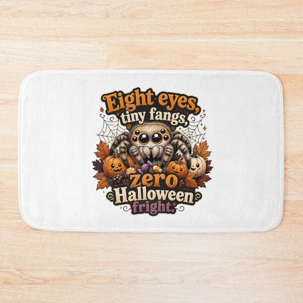 Aperçu de l'œuvre T-shirt d'Halloween Araignée sauteuse | Huit yeux, petites crocs, zéro frayeur créée et vendue par CuteDesignables.