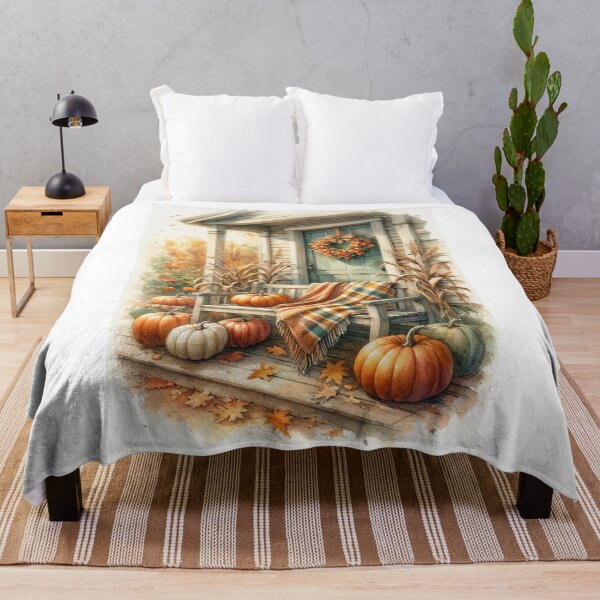 Item preview, Thanksgiving Edition - Cozy Autumn Farmhouse Porch Watercolor designed and sold by LavIsInTheAir.