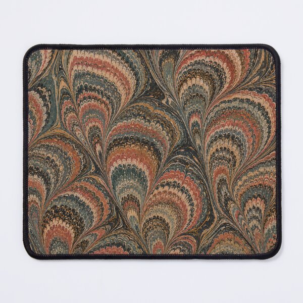Item preview, Antique Endpaper Prints Peacock Feathers Scalloped Marbled Fans designed and sold by PinUpPizzazz.