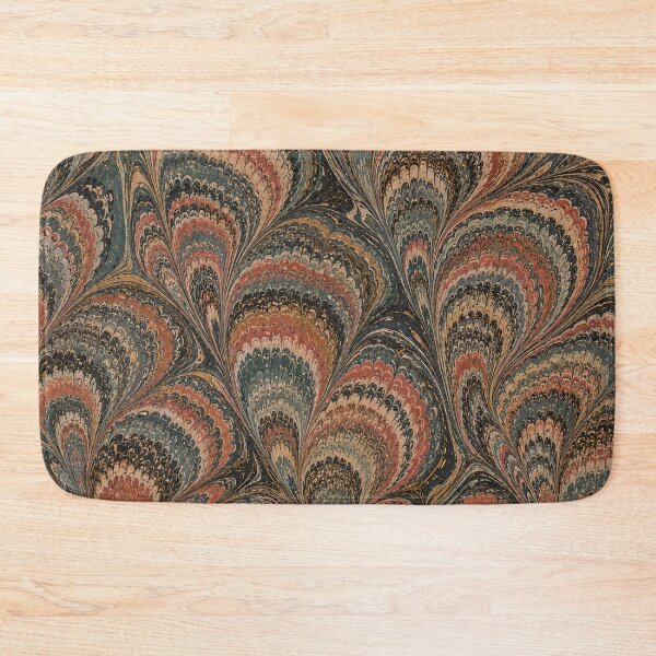 Item preview, Antique Endpaper Prints Peacock Feathers Scalloped Marbled Fans designed and sold by PinUpPizzazz.