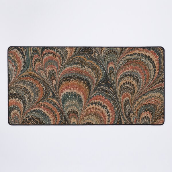 Item preview, Antique Endpaper Prints Peacock Feathers Scalloped Marbled Fans designed and sold by PinUpPizzazz.
