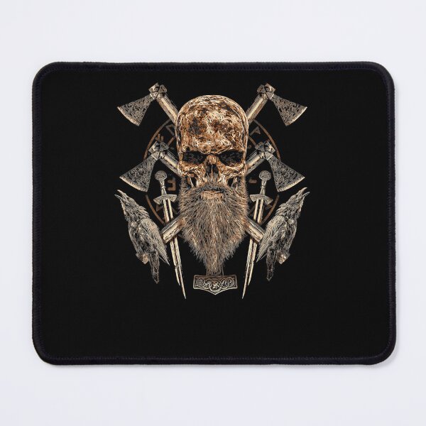 Item preview, Golden Viking Beard Skull Crossed Axes Rune Art designed and sold by Kyp5srDut.