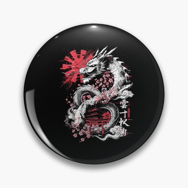 Item preview, Japanese Red Sun Dragon With Cherry Blossoms Oriental Art designed and sold by Ostericaimusa.