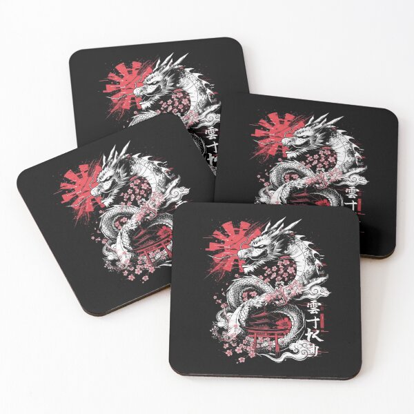 Item preview, Japanese Red Sun Dragon With Cherry Blossoms Oriental Art designed and sold by Ostericaimusa.