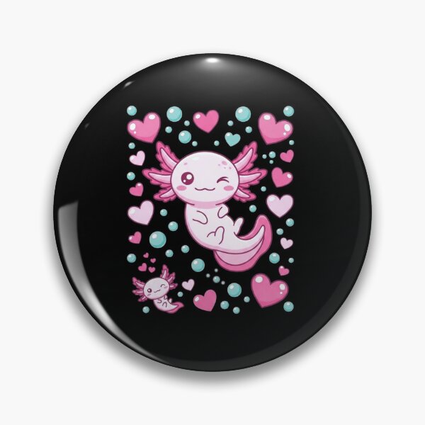 Item preview, Cute Pink Axolotl with Hearts and Bubbles Kawaii Design designed and sold by MiALopezArt.
