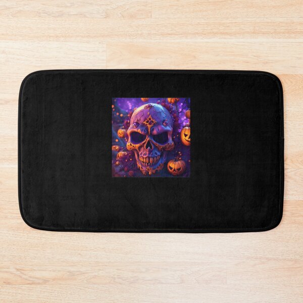 Item preview, Purple Neon Skull With Halloween Jack O Lanterns designed and sold by VanDoahogk.