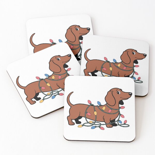 Item preview, Dachshund With Christmas Lights designed and sold by theartfulaspie.