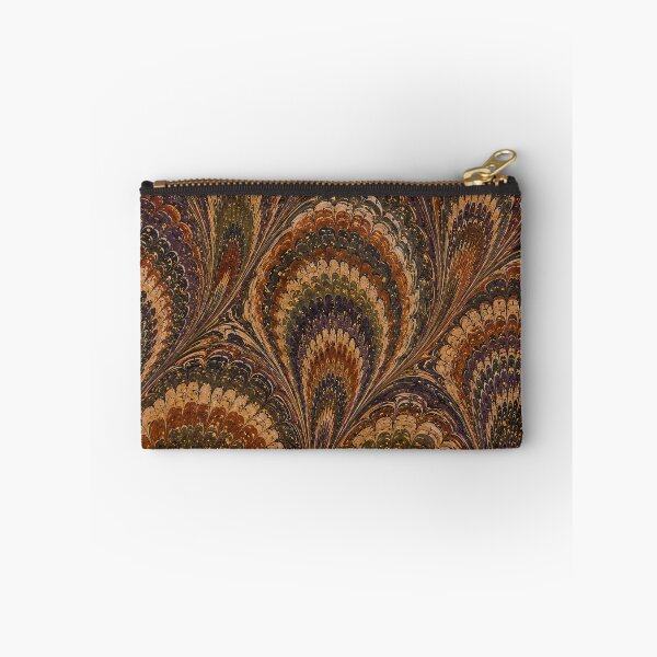 Item preview, Antique Endpaper Prints Peacock Feathers Scalloped Marbled Fans designed and sold by PinUpPizzazz.