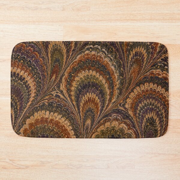 Item preview, Antique Endpaper Prints Peacock Feathers Scalloped Marbled Fans designed and sold by PinUpPizzazz.