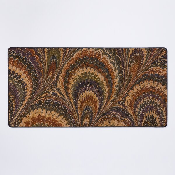 Item preview, Antique Endpaper Prints Peacock Feathers Scalloped Marbled Fans designed and sold by PinUpPizzazz.