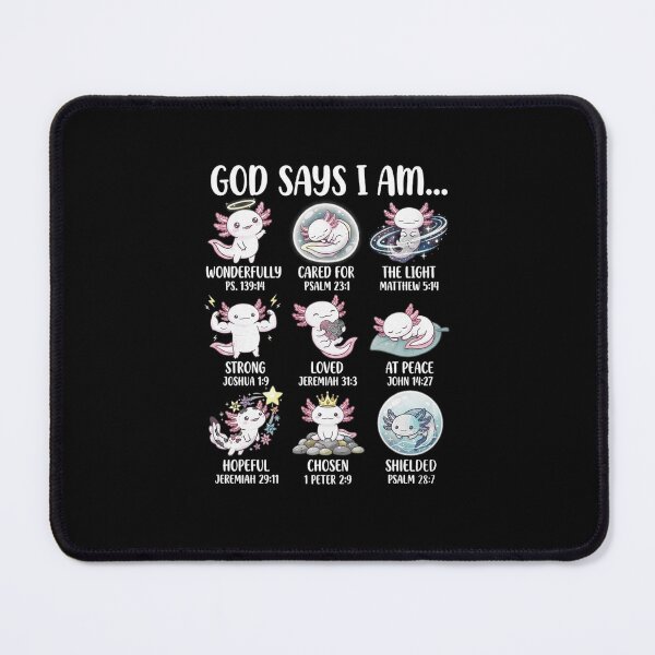 Item preview, God Says I Am Christian Axolotl Bible Verse Design designed and sold by MiALopezArt.