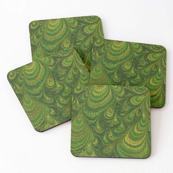 Item preview, Antique Endpaper Prints Peacock Feathers Scalloped Marbled Fans designed and sold by PinUpPizzazz.