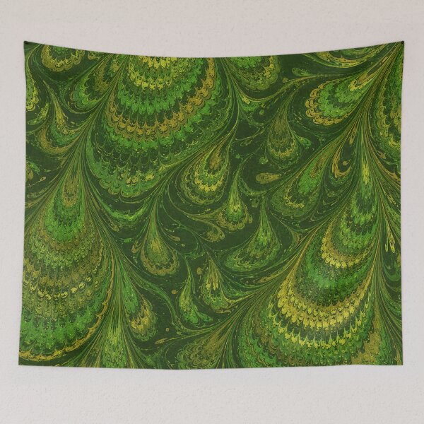 Item preview, Antique Endpaper Prints Peacock Feathers Scalloped Marbled Fans designed and sold by PinUpPizzazz.