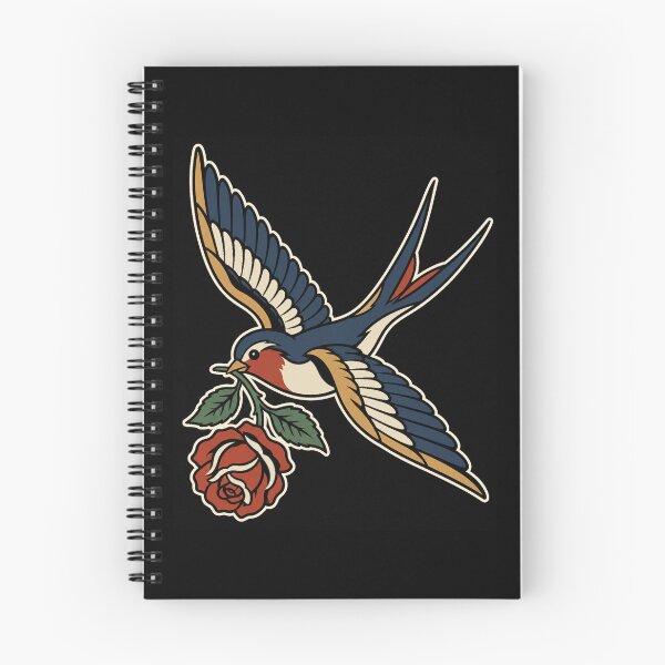 Item preview, Swallow Carrying Rose Traditional Tattoo designed and sold by The Mellonaire.
