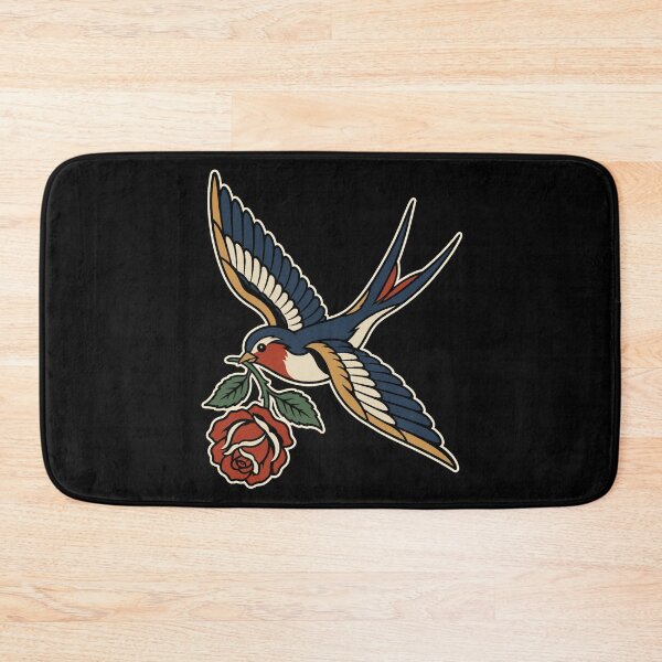 Item preview, Swallow Carrying Rose Traditional Tattoo designed and sold by The Mellonaire.