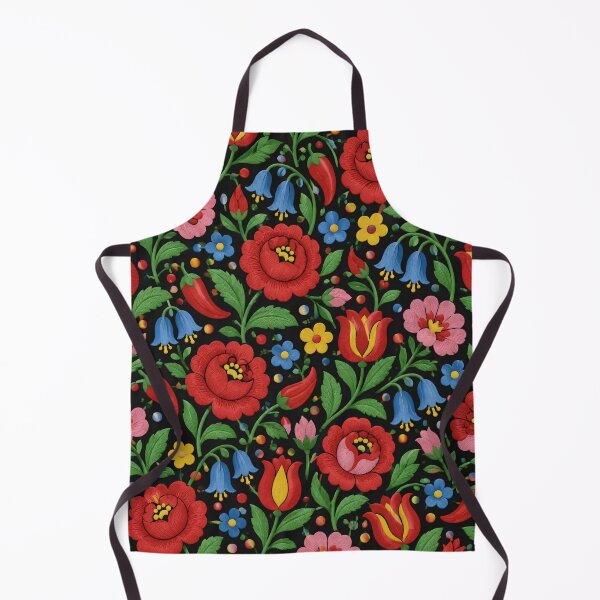 Item preview, Hungarian Embroidery Kalocsa Floral Seamless Pattern | Folk Art Flowers on Black designed and sold by StickyGuys.