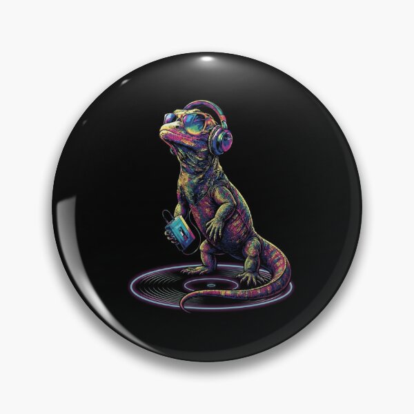 Item preview, Retro DJ Bearded Dragon Listening To Music Neon Vinyl Design designed and sold by Ostericaimusa.
