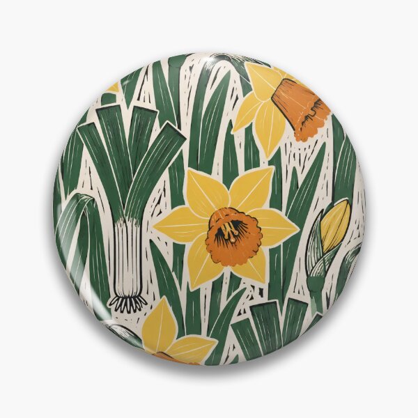 Item preview, Welsh Daffodil Linocut Seamless Pattern | St Davids Day Wales Spring Flower Print designed and sold by StickyGuys.