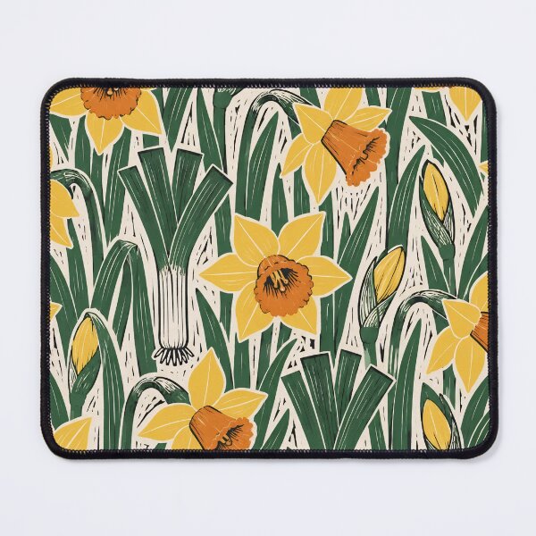 Item preview, Welsh Daffodil Linocut Seamless Pattern | St Davids Day Wales Spring Flower Print designed and sold by StickyGuys.