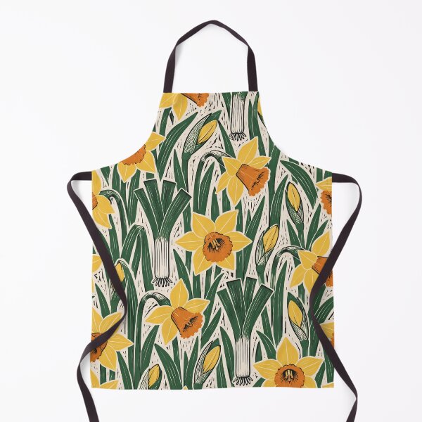 Aperçu de l'œuvre Motif sans couture de jonquille galloise en linogravure | Imprimé floral printanier pour la Saint-David au Pays de Galles créée et vendue par StickyGuys.