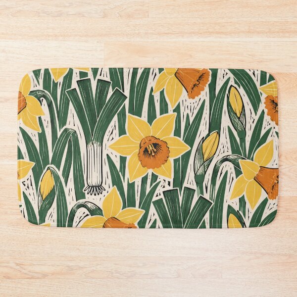 Item preview, Welsh Daffodil Linocut Seamless Pattern | St Davids Day Wales Spring Flower Print designed and sold by StickyGuys.