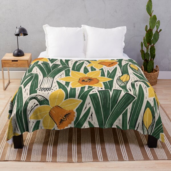 Item preview, Welsh Daffodil Linocut Seamless Pattern | St Davids Day Wales Spring Flower Print designed and sold by StickyGuys.