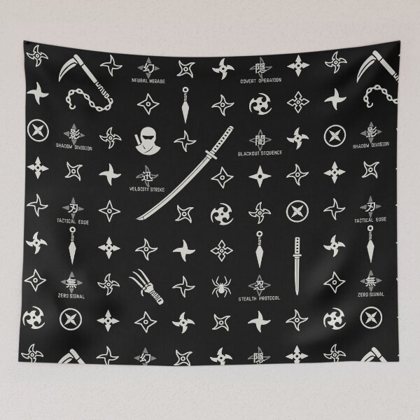 Item preview, Tactical Ninja Arsenal Shuriken Katana Kanji Art (For Dark Backgrounds) designed and sold by リクイペル.
