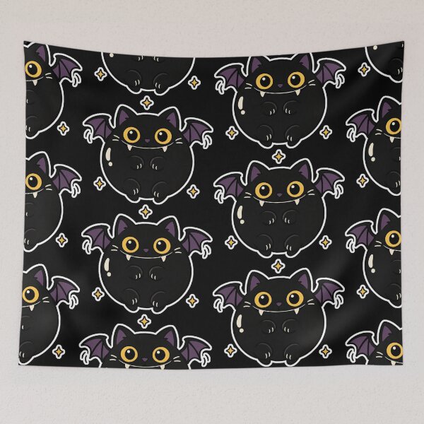 Item preview, Round Black Cat With Bat Wings Sticker designed and sold by The Mellonaire.