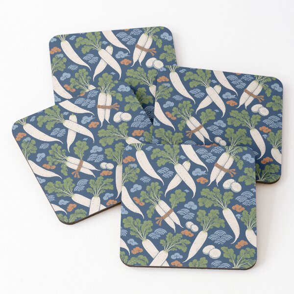 Item preview, Daikon Radish Japanese Woodblock Seamless Pattern | Ukiyo e Vegetable Print designed and sold by StickyGuys.