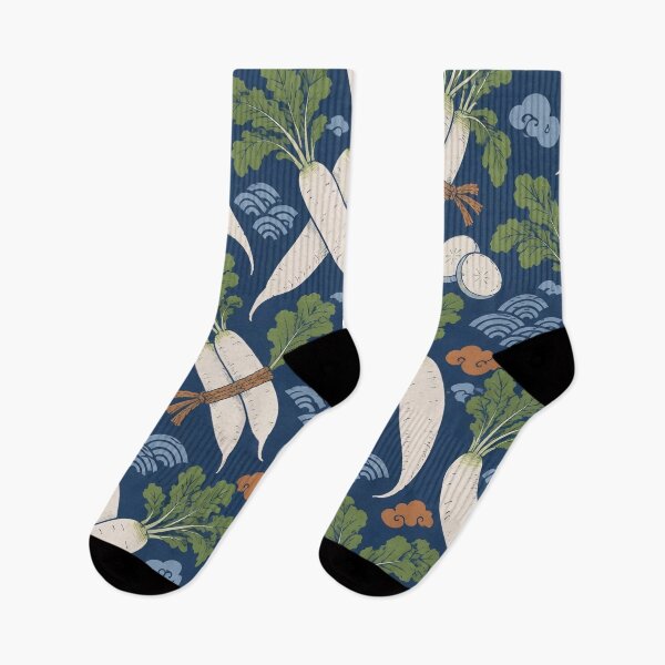 Item preview, Daikon Radish Japanese Woodblock Seamless Pattern | Ukiyo e Vegetable Print designed and sold by StickyGuys.