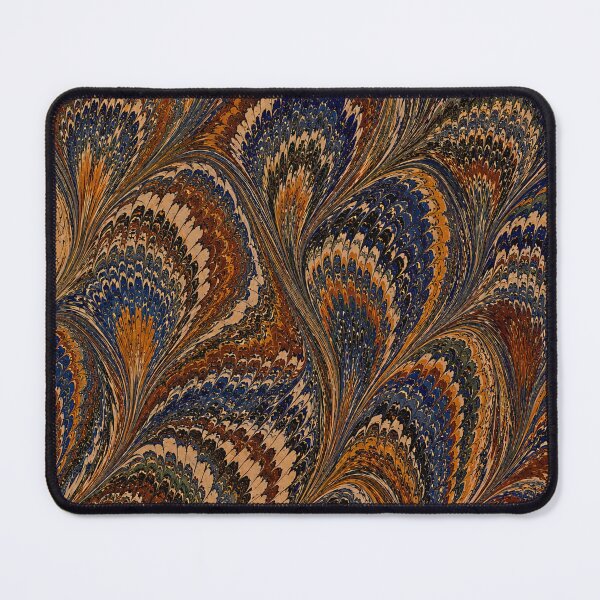 Item preview, Antique Endpaper Prints Peacock Feathers Scalloped Marbled Fans designed and sold by PinUpPizzazz.