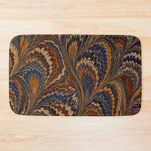 Item preview, Antique Endpaper Prints Peacock Feathers Scalloped Marbled Fans designed and sold by PinUpPizzazz.