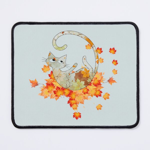 Item preview, Autumn leaves pattern cat rolling in  leaves designed and sold by 247DesignStudio.