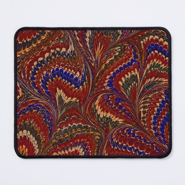 Item preview, Antique Endpaper Prints Peacock Feathers Scalloped Marbled Fans designed and sold by PinUpPizzazz.